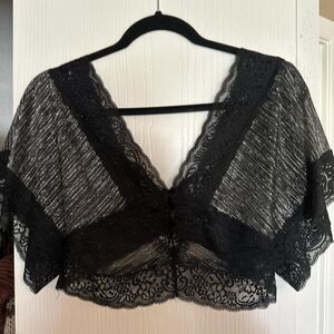 VINTAGE 70s style top black butterfly sleeves